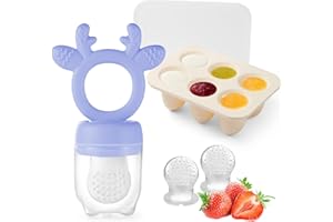 Baby Fruit Food Feeder with Popsicle Mold, Cute Teething Toys Silicone Teethers for Babies 3-12 Months for Baby Feeding Gift