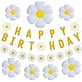 32pcs Daisy Flower Birthday Banner Balloons Decoration,Daisy Birthday Decorations，Daisy Flower Girls Boys Birthday Party Supplies