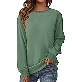GKBK Womens Long Sleeve Sweatshirt Casual Crew Neck T Shirt Cute Pullover Tops Lightweight Loose Fit Sweater 2025 Fall Outfit
