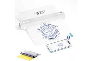 WBK® Tattoo Stencil Printer,Portable Thermal Wireless Bluetooth Inkless Tattoo Printer with 10pcs Tattoo Transfer Paper,Tattoo Printer Machine Compatible with Phone/Pc&Pad,for Tattoo Beginners&Artists