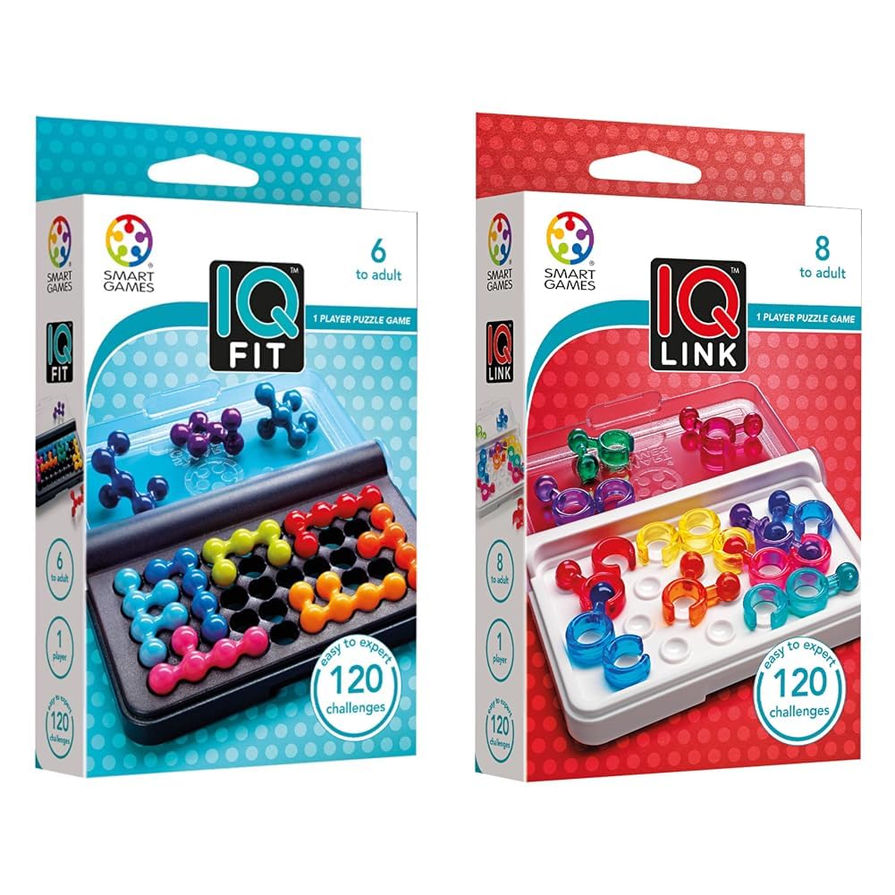 Smart Games - IQ Fit, Puzzle Game with 120 Challenges, 6+ Years & Smart Games - IQ Link, Puzzle Game with 120 Challenges, 8+ Years