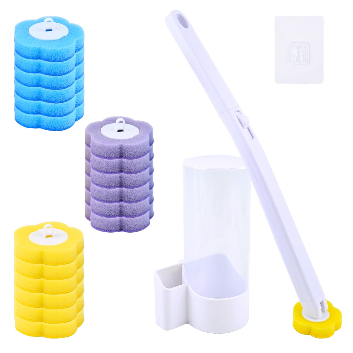 DODUOS Toilet Wand Kit With 18 Refills, Disposable Toilet Cleaning System, Disposable Toilet Bowl Brush for Bathroom, Cleaning Disposable Toilet Brush With Disposable Cleaning Pads