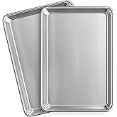 JoyTable Aluminum Baking Sheet Set, 2 Pack Sheet Pan, Commercial Quality Cookie Sheets for Baking or Roasting Non-Stick, 15 x 10 Inch Warp Resistant Aluminum Jelly Roll Baking Pan