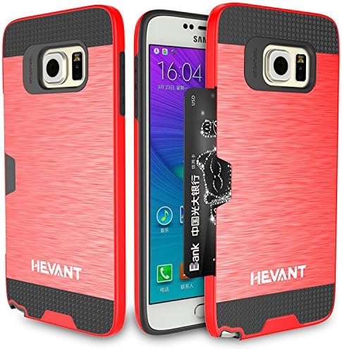 HEVANT Galaxy Note5 Case, Galaxy Note5 Armor Case,Credit card anti shock case for Galaxy Note5-Red…