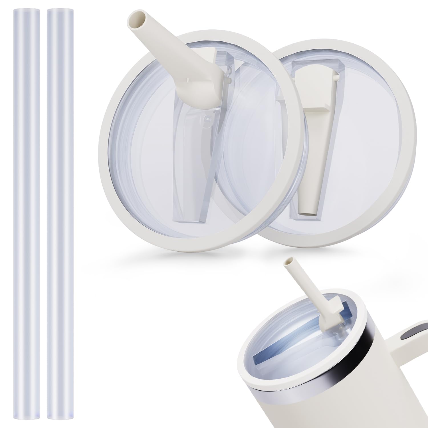 GGQ 2 Set Stanley Lid Replacement 40 oz, Flip Straw Leak Proof Spill