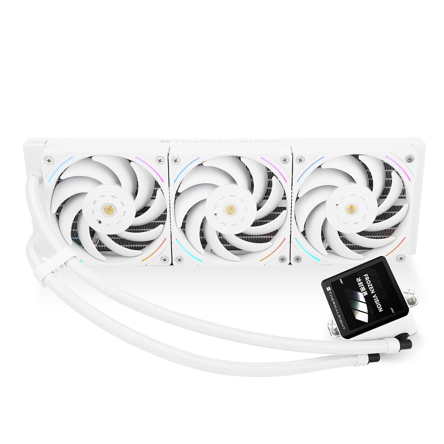 Thermalright Frozen Vision 360 White Liquid CPU Water Cooler with 12cm PWM Fan,2.88-inch square image IPS LCD Display,Computer CPU Water Cooling for AM4/AM5,Intel lga1700/1851/1150/1151/1200/2011