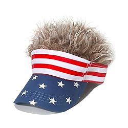 Unisex American Flag Sun Visors Hat with Brown Fake