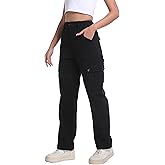 Tronjori Womens Cargo Pants High Waisted Casual Utility Trousers Stretch Straight Leg Streetwear Y2K