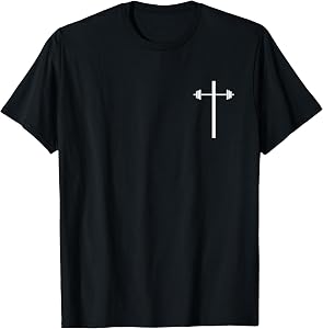 Dumbbell Barbell Cross Christian Gym Workout in Pocket T-Shirt
