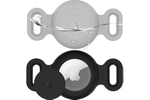 FOWSRHRG Airtag Dog Collar Holder Waterproof 2 Pack, Airtag Cases for Pet Cats Dog GPS Tracker,Silicone Airtag Holder (for Apple Airtag) Anti-Lost Personalized Dog Collar Airtag Holder