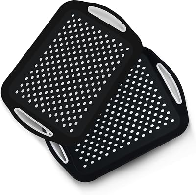 Essen 2-Pack Serving Tray Set Non-Slip with Handles 16 x 11 in Black