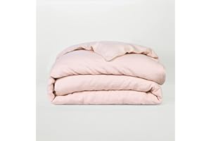 Sijo Premium Stone Washed 100% Organic French Linen Duvet Cover, GOTS Certified Organic, Small Batch Sourced from Normandy, Breathable and Durable (Blush, Full/Queen)