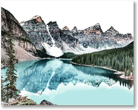 Amazon カナダ 山 湖 風景 ポスター 版画 ティール 自然 風景 壁 アートパネル 写真 アートパネル キャンバス 絵画インテリア 家 装飾 写真 40x50cm フレームなし アートフレーム ポスター オンライン通販
