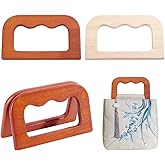PH PandaHall 4pcs Wooden Purse Handles, 2 Colors Rustic Rectangular Purse Handle Replacement Decorative Handmade Bag Handles for Crochet Bags Macrame Purse Handbags Straws Beach Bags Making