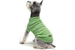 MengMengDa,Dog Pullover Sweater, Cable Knitwear, Classic Turtleneck Warm and Soft Clothes for Chihuahua, Bulldog, Dachshund, Pug, Yorkie,Dog Outfits for Small Dogs Medium Dogs, (Green M)…