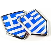 Newperlite Greece Flag Decal Sticker Car Emblem Greek Flag Car Decoration Accessories Chrome Shield for Truck Vehicles Cars, 2 Pack