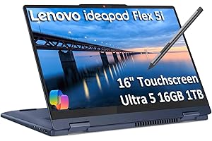IST COMPUTERS Lenovo IdeaPad Flex 5i 2-in-1 Laptop (16" FHD+ Touchscreen, Intel Ultra 5 Gen 2 225U, 16GB RAM, 1TB SSD, Digital Pen, 12-Core (> i7-1355U)) AI PC for Creator, Designer, IR Webcam, Backlit, Win 11 Home