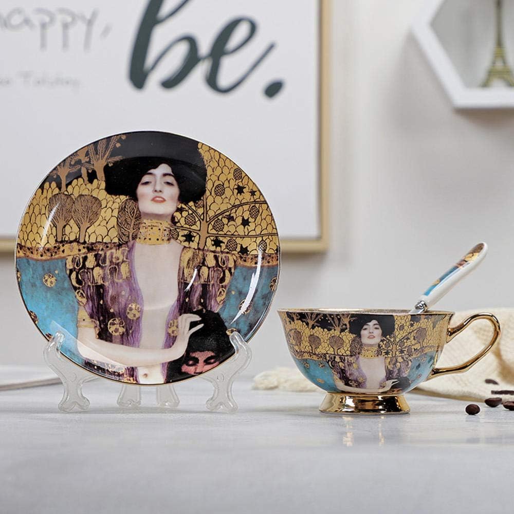UANOU Fine Bone China Tea Cup Spoon And Saucer Set 3 Pieces Advanced Royal Classical Afternoon Tea Cups Ceramic Art Tea Coffee Cup