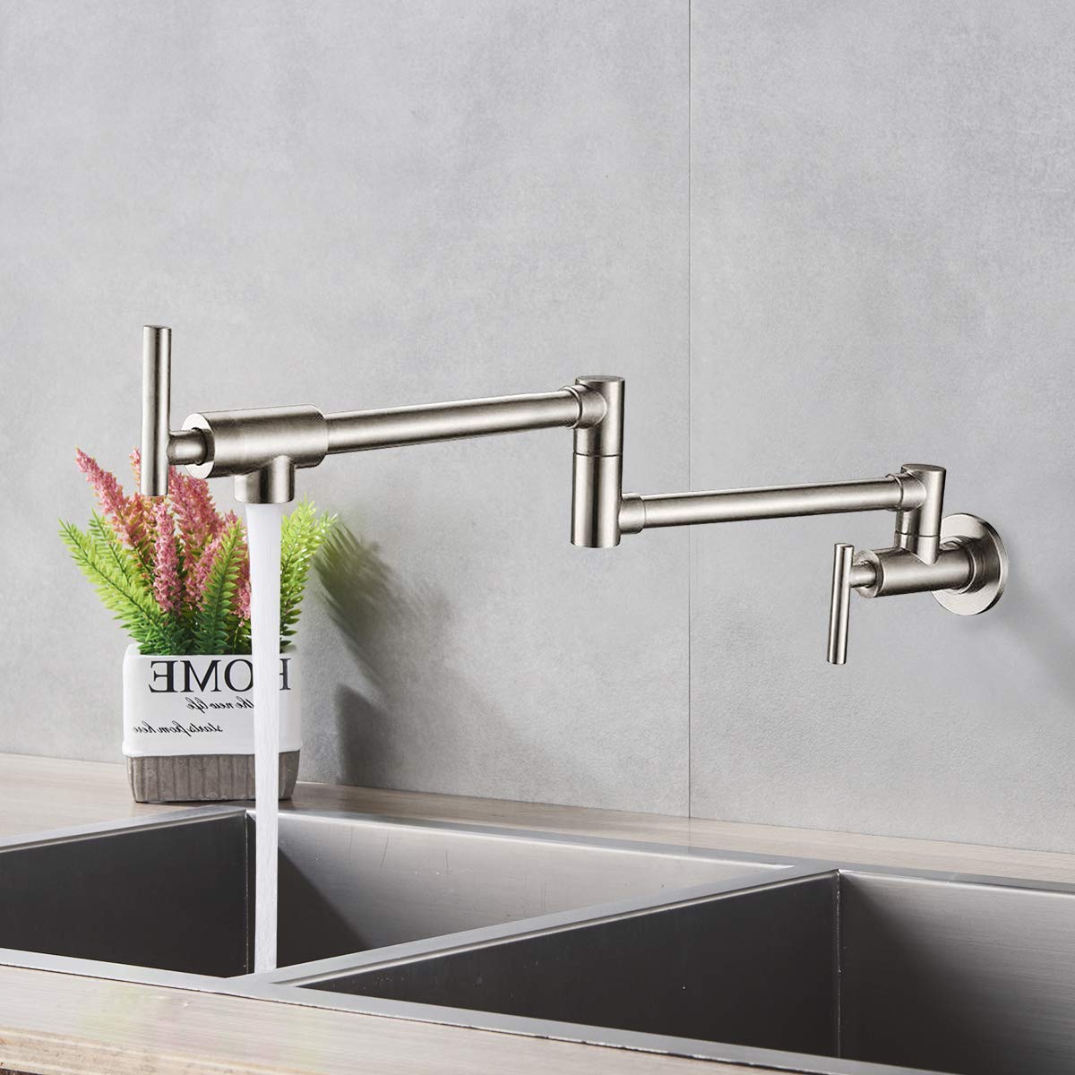 Suguword Wall Mounted Brass Kitchen Faucet Pot Filler Double Joint Spout Brushed Nickel Faucet Kitchen Sink Tap Bathroom Tap Buy Online In Ecuador At Desertcart Ec Productid 110077849