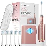 Aquasonic Vibe Series PRO &ndash; Ultra-Whitening Electric Toothbrush &ndash; 5 Modes &amp; Smart Timers &ndash; UV Sanitizing Base &ndash; ADA Accepted (Satin Rose Gold)