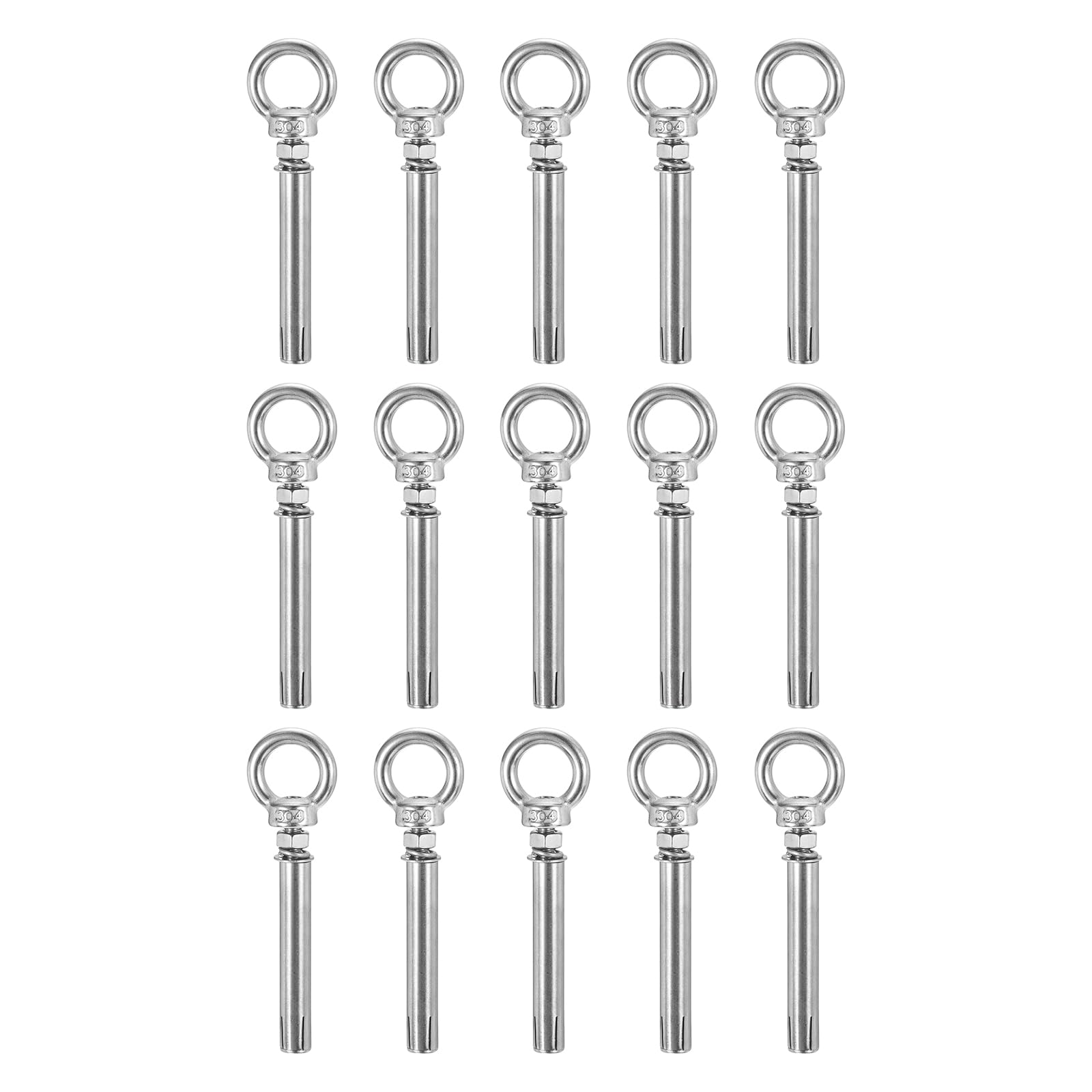 DTGN M6 x 80 Hex Expansion Bolts - 15Pack - Good for Concrete Dry Brick Block Wall - 304 Stainless Steel - Silver