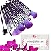 Professional Cosmetic Makeup Brushes Set - Beauty Make Up Face Kit Eyeshadow Foundation Eyeliner Bronzer Concealer Contour Brush for Blending Powder & Cream With Organizer Holder Case 16 Piece Purple