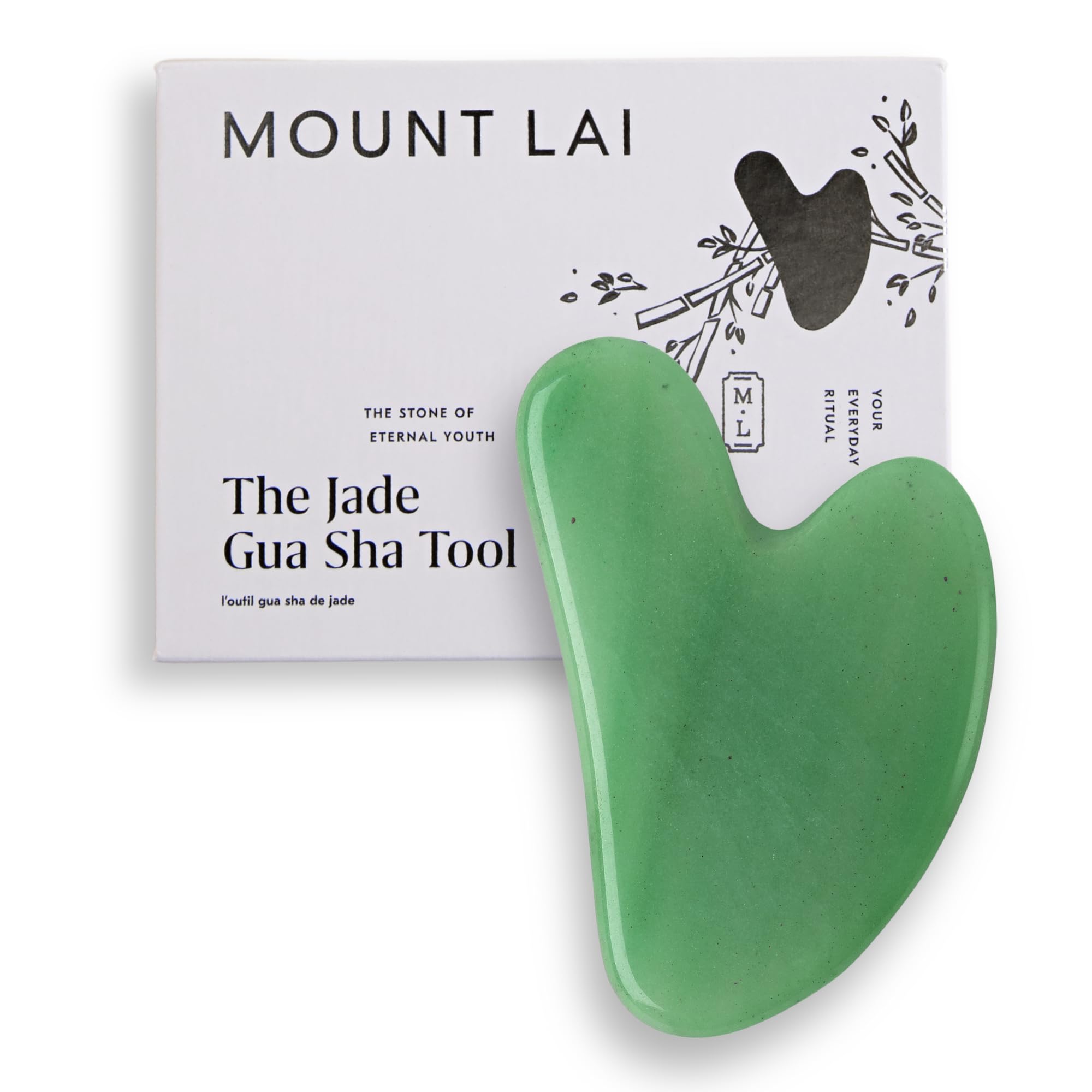 Mount Lai Jade Gua Sha Facial Tool – The Stone of Eternal Youth – 100% Genuine Jade Stone Face Sculpting Tool for Lymphatic Drainage, Puffiness Reduction & Timeless Radiance Image