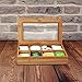 Bamboo Tea Box Storage Organizer With See Through Lid, 8 Adjustable Chest Compartments, Natural Bamboo Wooden Finish Tea Bag Organizer