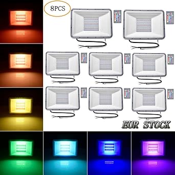 Proyector RGB, reflector LED RGB de 100 W con control remoto ...