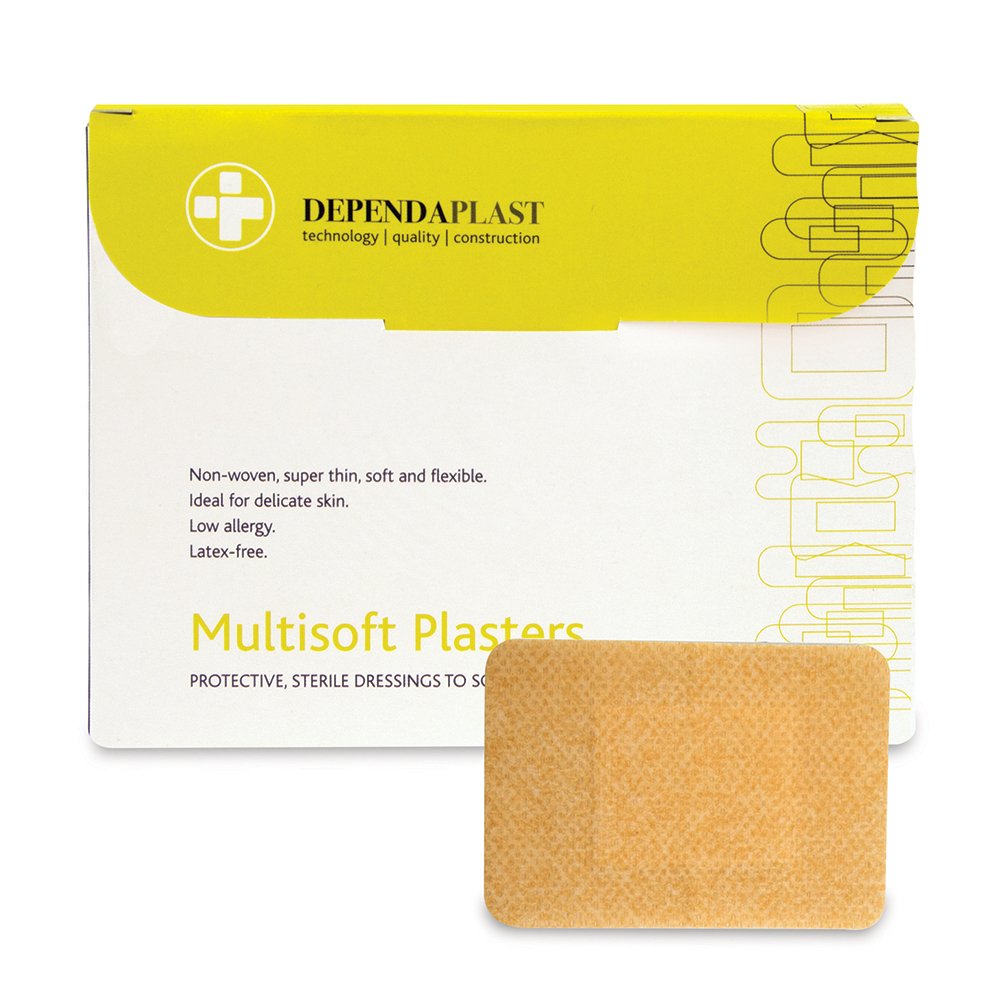Dependaplast Multisoft Plasters 7.5cm x 5cm, Non-Woven Polyester, Highly Flexible, Skin-Friendly, Low Allergy - Box of 50