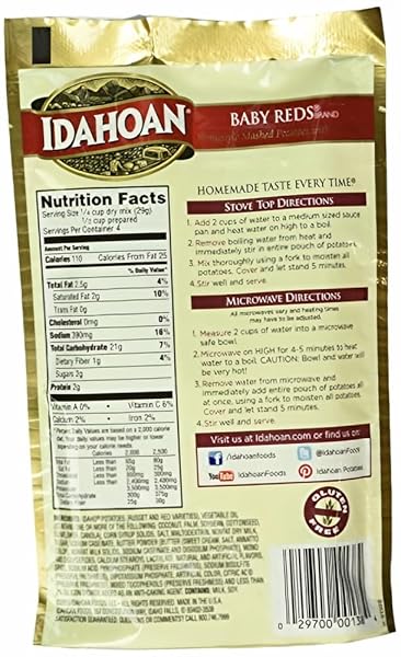 IDAHOAN, MASHED POTATOES, BABY REDS WITH SKINS AND CREAMY BUTTER, 4 OZ