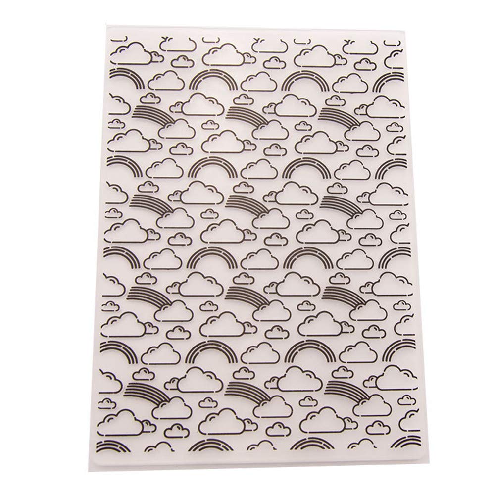 arriettycraft Cloud Rainbow Background Plastic Embossing Folder for Scrapbook DIY Album Card Tool Plastic Template Folders