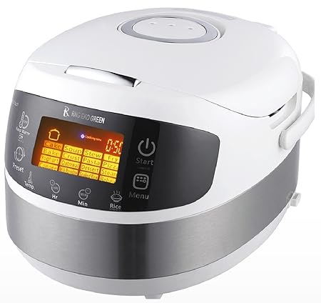 RNG EKO GREEN (3-in-1) Digital Smart Electric Multifunction Cooker/Rice Cooker/Stir Fryer [Capacity-1.8 Litre, Size-5 L, White]