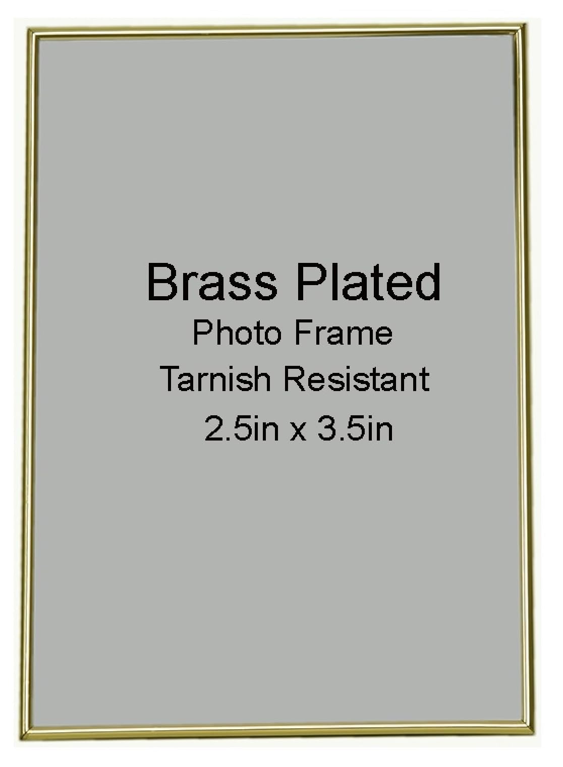 Gold Brass Plated Thin Edge Single Photo Frame Stands/Hangs Both Ways - Velveteen Backing - Tarnish Resistant (2.5" x 3.5")