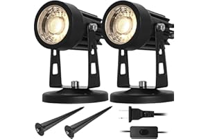 EAGLOD LED Spot Lights Indoor Uplights, 3W Uplight & Down Spotlight Lamp Accent Lighting for Indoor Plants,110V Warm White Up Light 6 FT Cord with Switch (Spiked Stand)