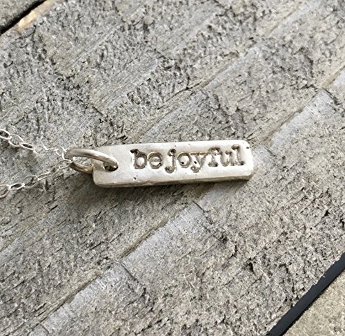 Be Joyful 18 inch motivational Silver bar necklace for women Be Joyful 18 inch motivational Silver bar necklace for women