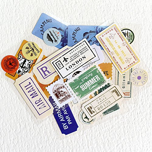 Sunny W Vintage Stamps Decorative Stickers Sealing Stickers, 2 Set/Total of 44 Pieces