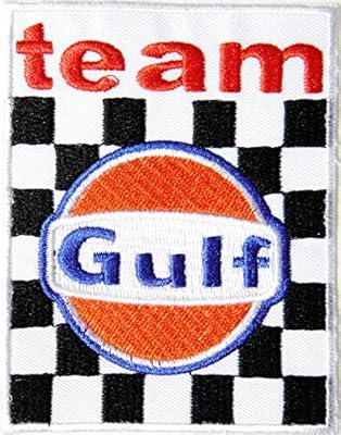Gulf Motor Oil Fuel Gas Station Pump Racing Logo Sign Racing Patch Iron on Applique Embroidered T shirt Jacket Costume BY SURAPAN
