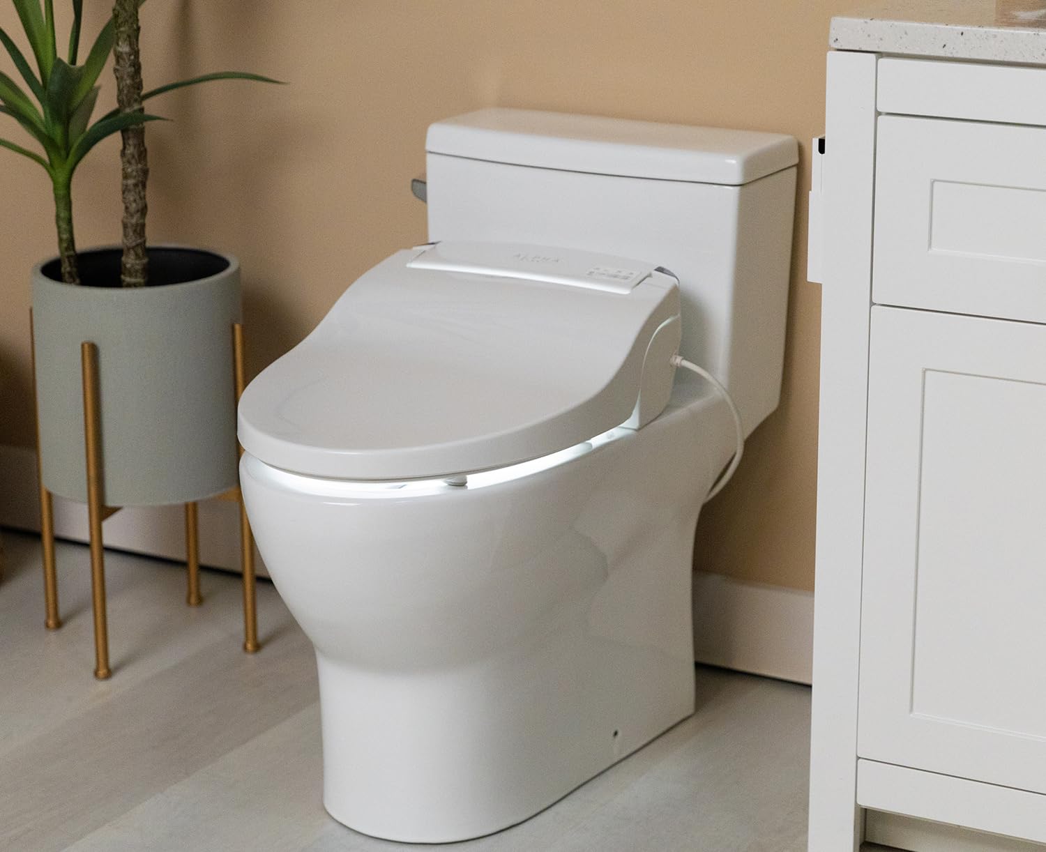 ALPHA BIDET JX2 Round Bidet Toilet Seat, White, Endless Warm Water, *NEW* Bowl Mist, LED Light, Quiet Operation, Wireless Remote, Stainless Steel Nozzle, Sittable Lid, 3 Year Warranty