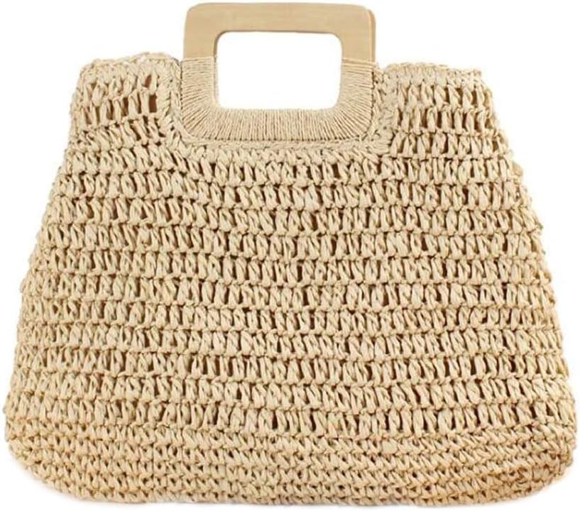 VOANZO New Western Style Retro Simple Handmade Paper Rope Woven Large Capacity Beach Travel Bag