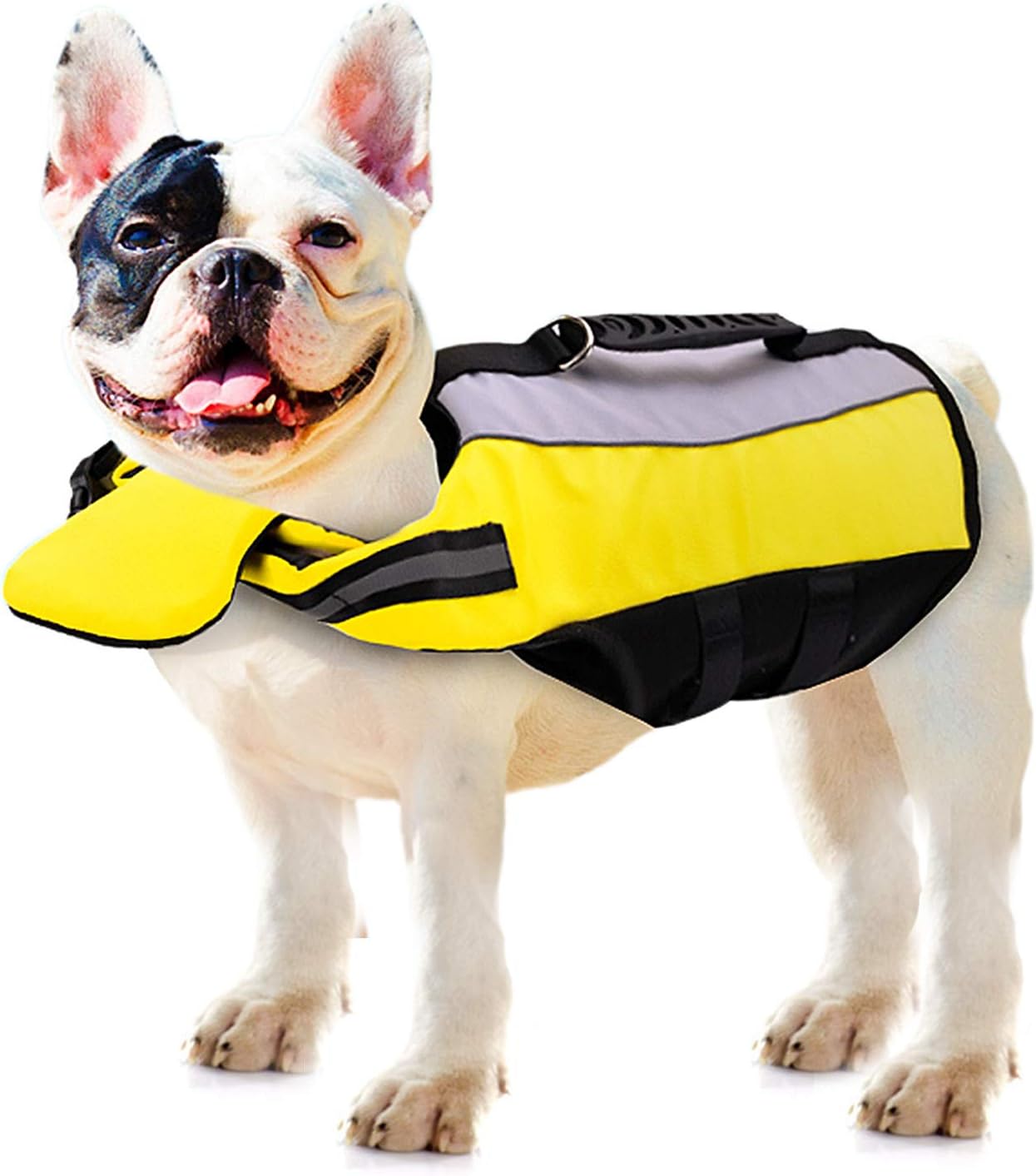 PETCUTE Dog Life Jacket Vest Life Jacket Dog Buoyancy Aid Swimming French Bulldog Float Vest Pet Float Coat Reflective with Rescue Handle