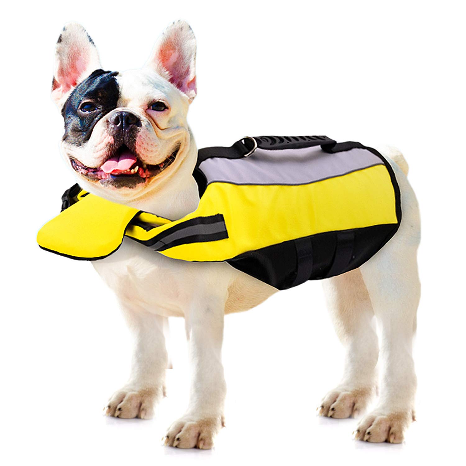 PETCUTE Dog Life Jacket Vest Life Jacket Dog Buoyancy Aid Swimming French Bulldog Float Vest Pet Float Coat Reflective with Rescue Handle