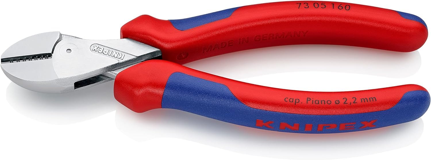 KNIPEX X-Cut Compact Diagonal Cutter High Lever Transmission Chrome-Plated with Multi-Component Handles 160 mm, 73 05 160