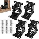 Folding Brackets 4 Pack, Folding Legs Brackets with Screws, Foldable Support Bracket Self-Locking Hinge, Self Locking Folding