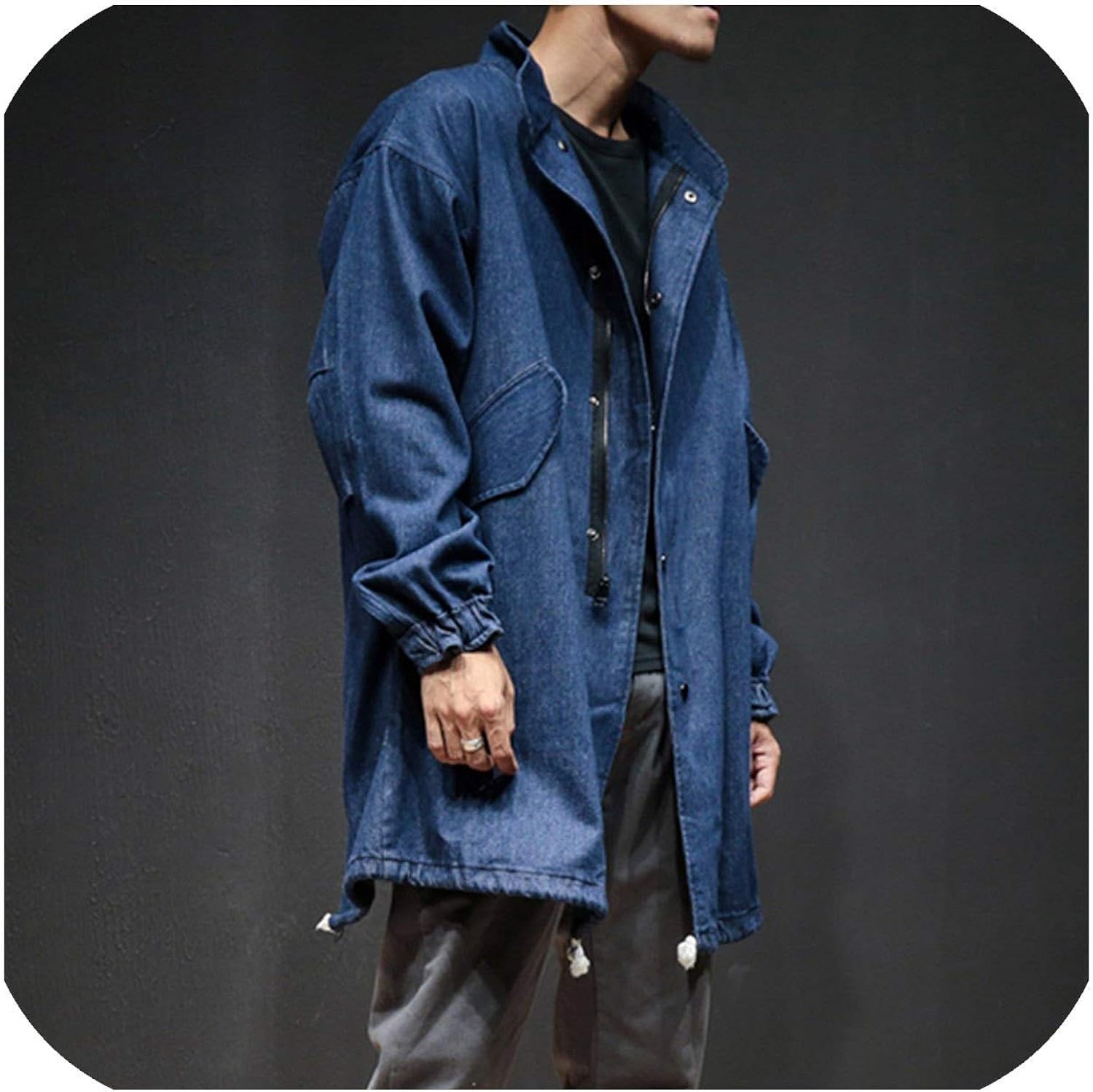 mens denim long coat