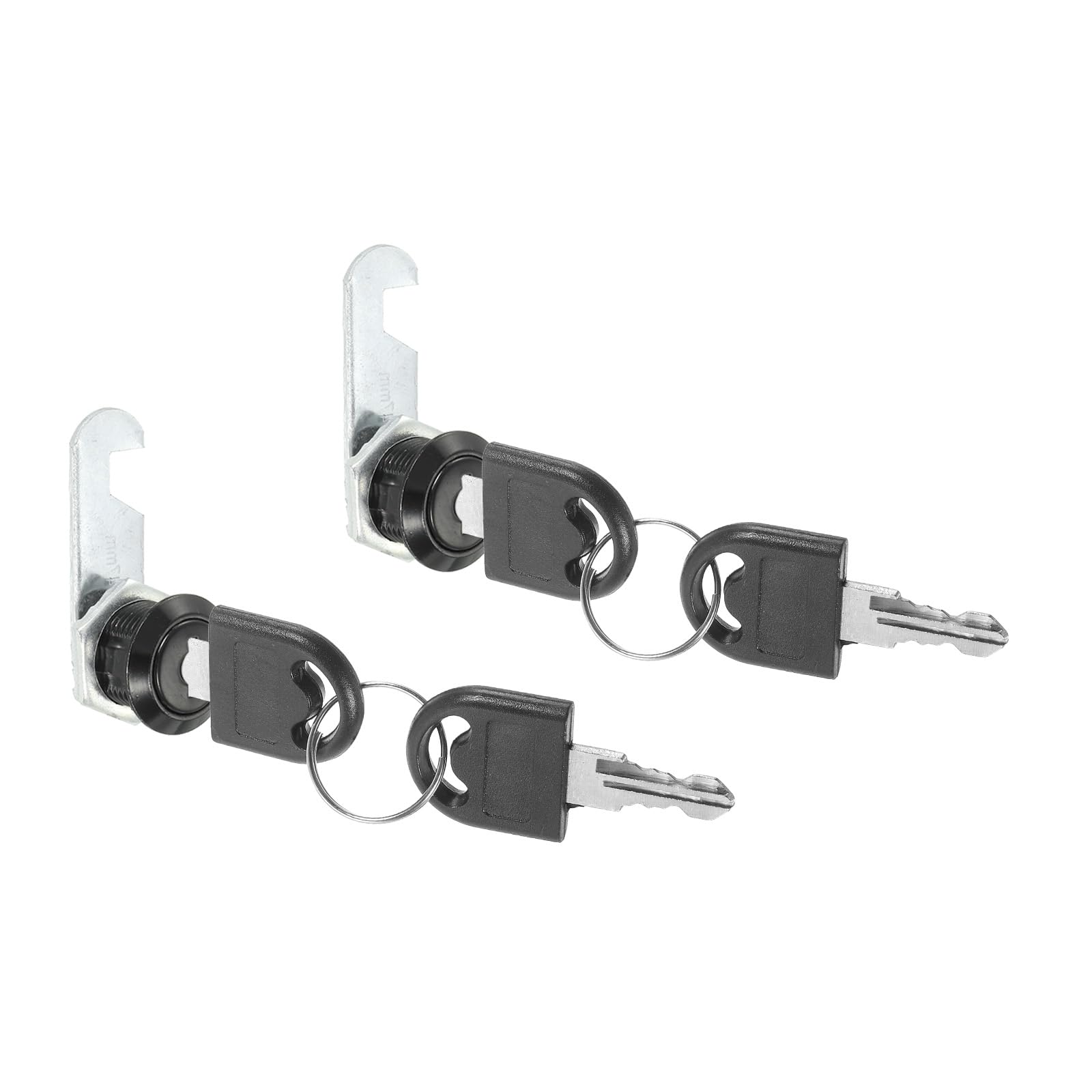 PATIKIL Cabinet Lock with Keys 2 Pcs 5/8"(16mm) Cam Locks Zinc Alloy Tool Box Lock Replacement Keyed Alike for Drawer Cupboard Household Mailbox RV Door Lock, Black