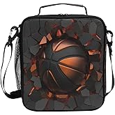 Lunch Bag Insulated Lunch Box Bag Art Painting Sports Ball Basketball Crash Cooler Tote Bag for Girls Boys Students School