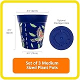 Hum Flowerpots 15cm Set of 3 Plastic Pots Green Blue Pink Indoor Outdoor view 2