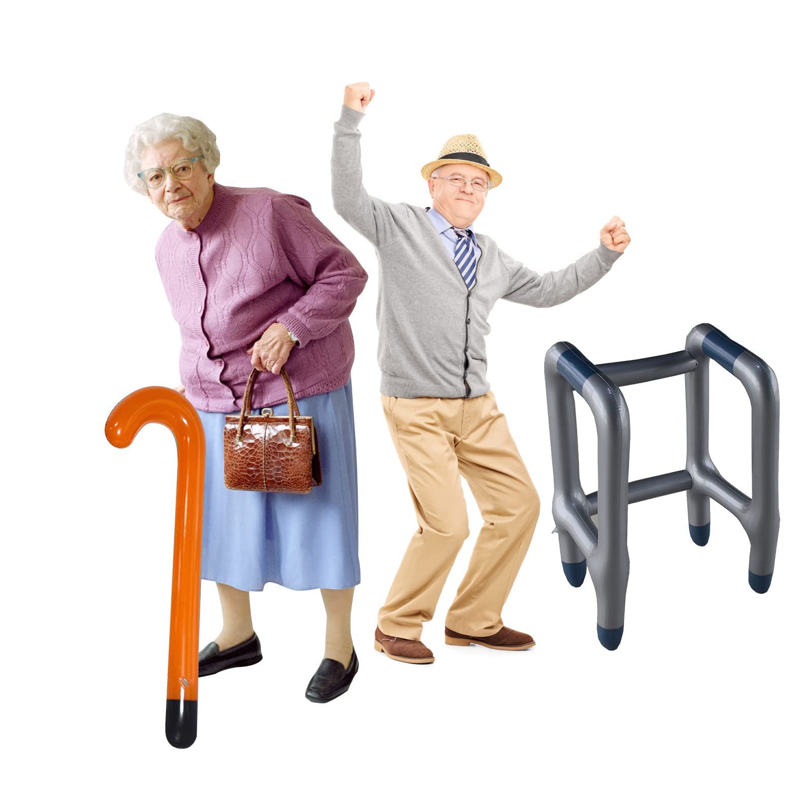 Jc.upin Inflatable Zimmer Frame Blow Up Walking Stick for Adults Birthday Retirement Novelty Prank Decorations Joke Gifts Men Women Grandad Dress Party Accessory Photo Booth (CQZXQGZ-JJ2 XLUK)