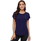 WiWi Women's Pajama Tops Soft Crew Neck Sleep Shirt Loose Short Sleeves T-Shirt Viscose from Bamboo S-XXL